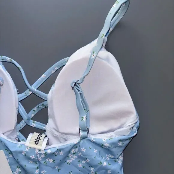 Dippin' Daisy's Bliss One Piece Swimsuit blue yellow floral new - Picture 11 of 12